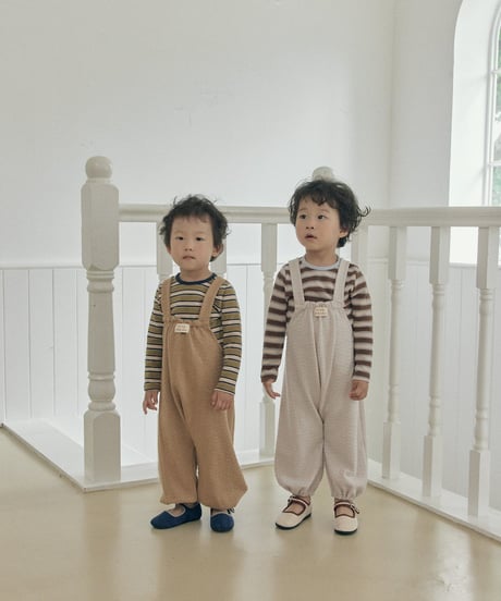 19[予約]送料無料 the beige knit overalls