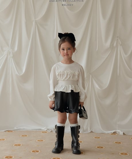 32[予約]melikey leather frill pants