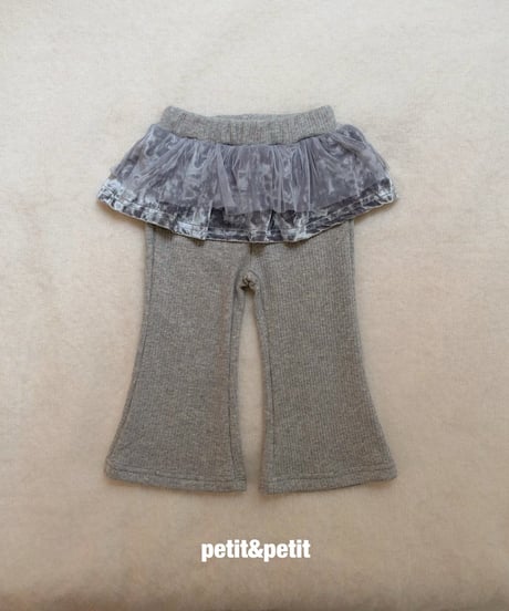37[予約]petit&petit velvet mesh flare pants