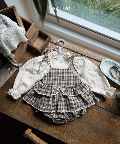 45[予約]marron check cancan suit(6-18m)