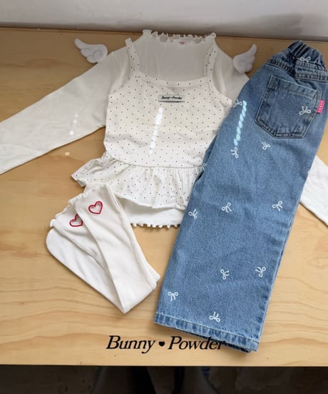 49[予約]bunny powder ribbon denim pants