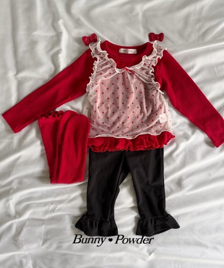 20[予約]bunny powder heart eyelet t-shirt