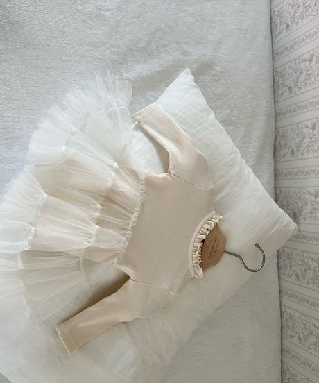 4[予約]monbebe ribbed tulle suit