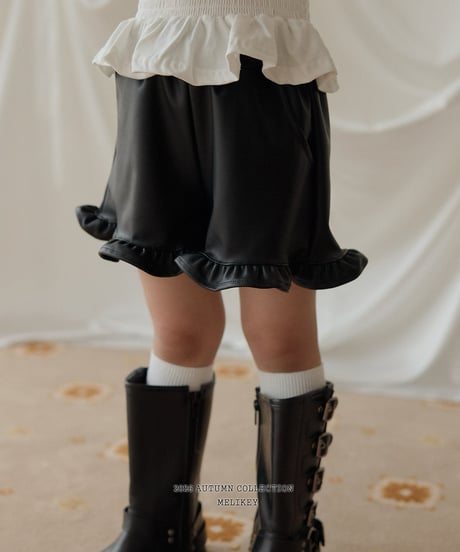 32[予約]melikey leather frill pants