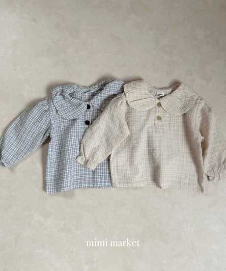 3[予約]mimi market check balloon blouse