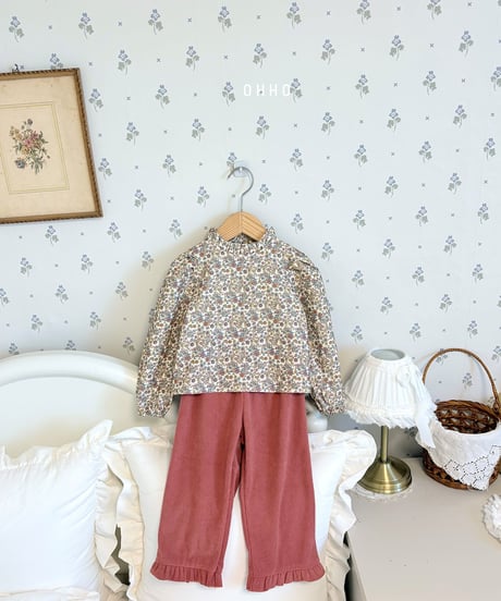 22[予約]ohho soft corduroy frill pants