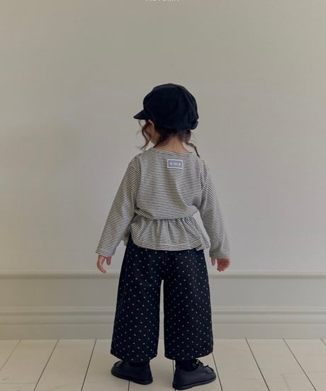 49[予約]LINDO stripe shirred tee