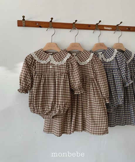 21[予約]monbebe lara check romper