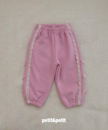 32[予約]petit&petit fleece double lace jogger pants
