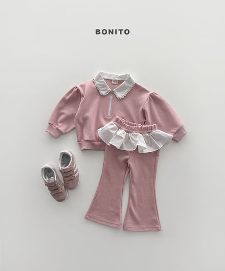 61[予約]bonito shirred collar zip-up set