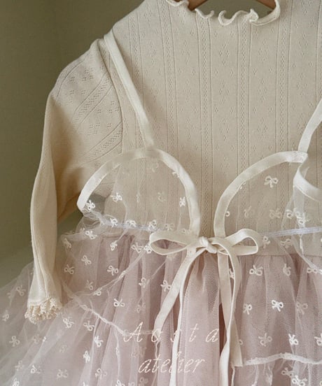 17[予約]Aosta lace ribbon open dress