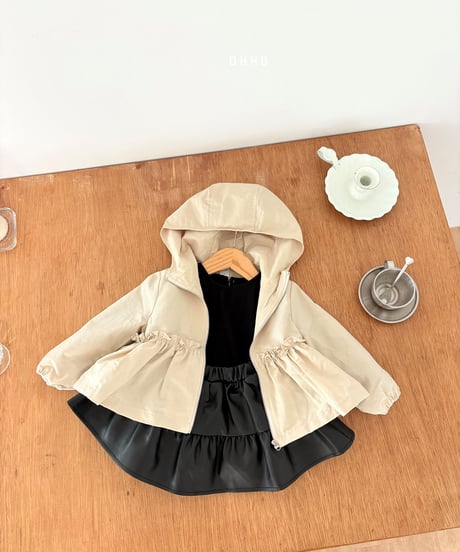 10[予約]ohho leather shirred skirt