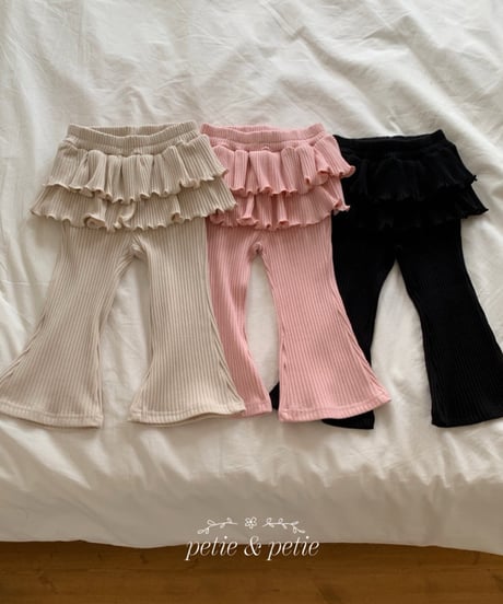 37[予約]petit&petit jenny rib cancan trumpet pants