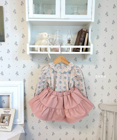 10[予約]ohho leather shirred skirt