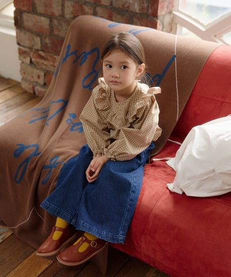 10[予約]mon Atelier check frill blouse