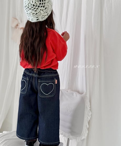 25[予約]poisson heart embroidered denim