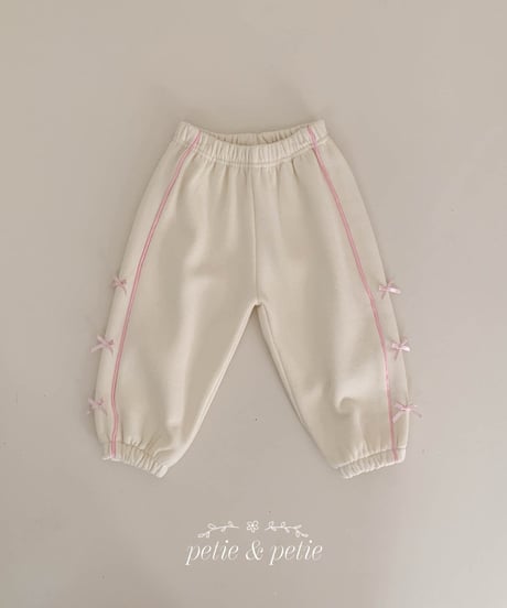 20[予約]petit&petit fleece line ribbon jogger pants