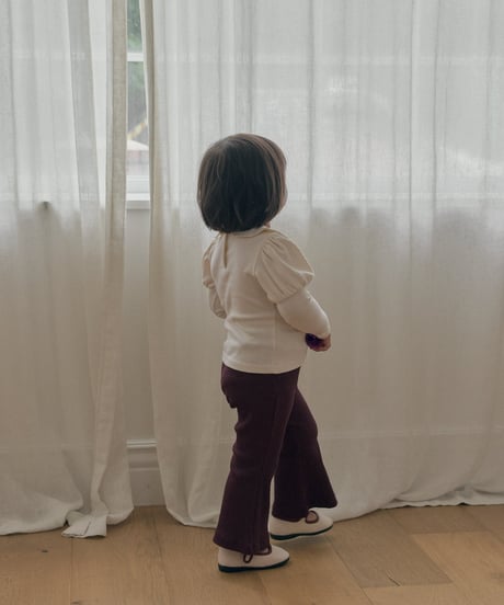 30[予約]送料無料 the beige ribbed bootcut pants