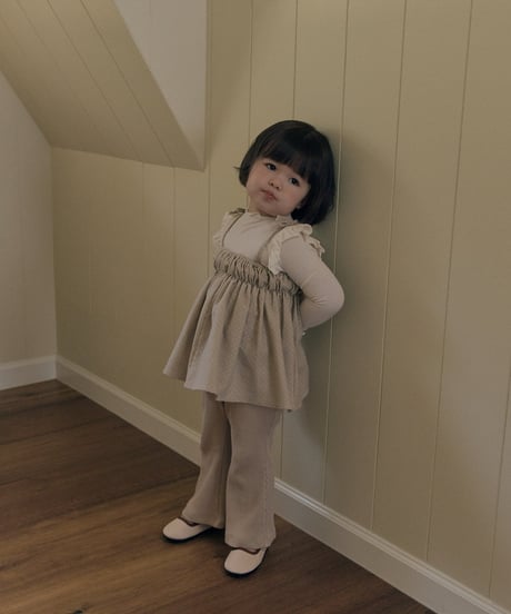 30[予約]送料無料 the beige ribbed bootcut pants
