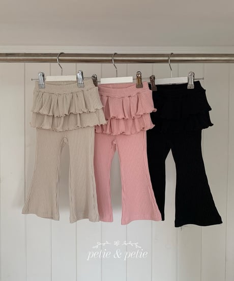 37[予約]petit&petit jenny rib cancan trumpet pants