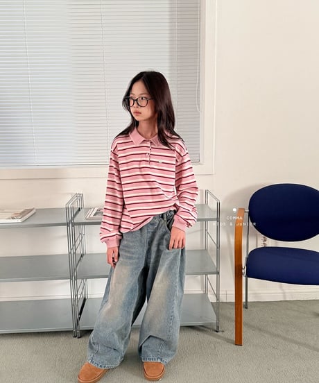 21[予約]COMMA stripe collar t(pink)