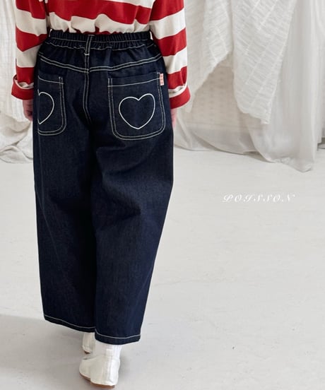 25[予約]poisson heart embroidered denim