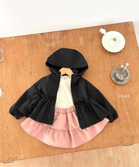 10[予約]ohho leather shirred skirt