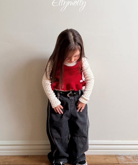 7[予約]ELLYMOLLY linework fleece denim pants