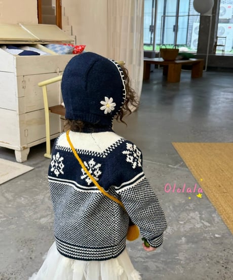 29[予約]ololala balaclava knit cardigan(hat set)