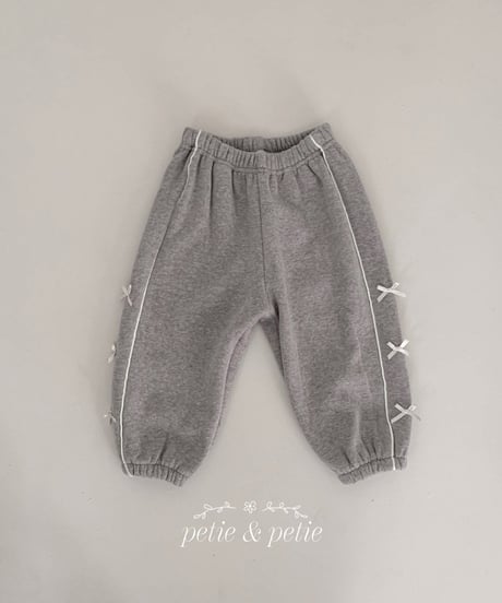 20[予約]petit&petit fleece line ribbon jogger pants