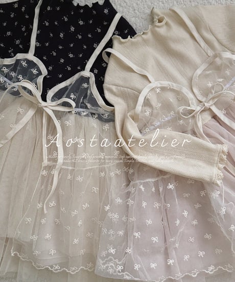 17[予約]Aosta lace ribbon open dress