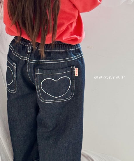 25[予約]poisson heart embroidered denim