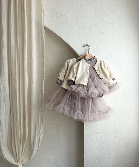 4[予約]monbebe ribbed tulle suit