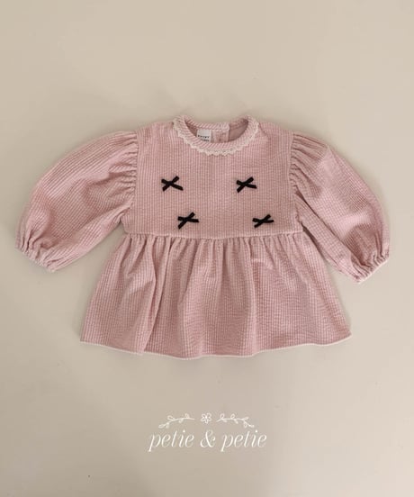 25[予約]petit&petit loves corduroy ribbon blouse