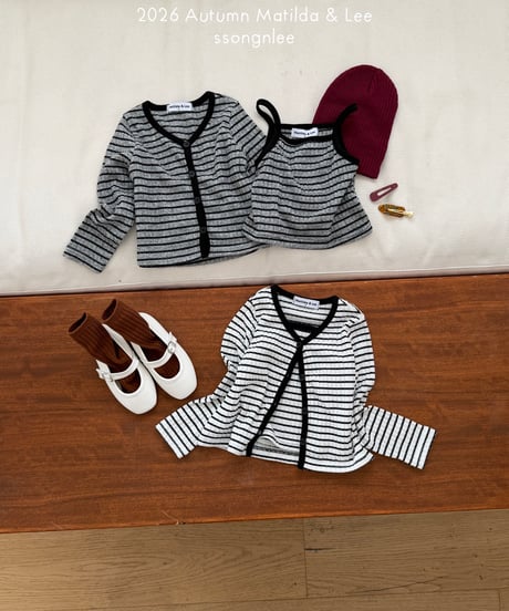 78[予約]matilda&lee wrap stripe cardigan set
