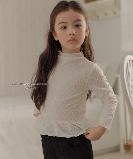 5[予約]melikey frill ribbon mesh t-shirt