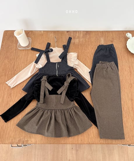 19[予約]ohho herringbone denim strap blouse