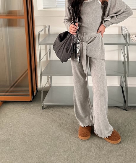 20[予約]COMMA rib stretch layered bootcut pants