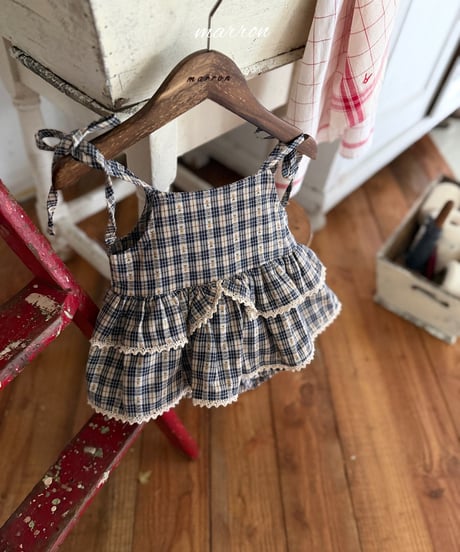 45[予約]marron check cancan suit(6-18m)