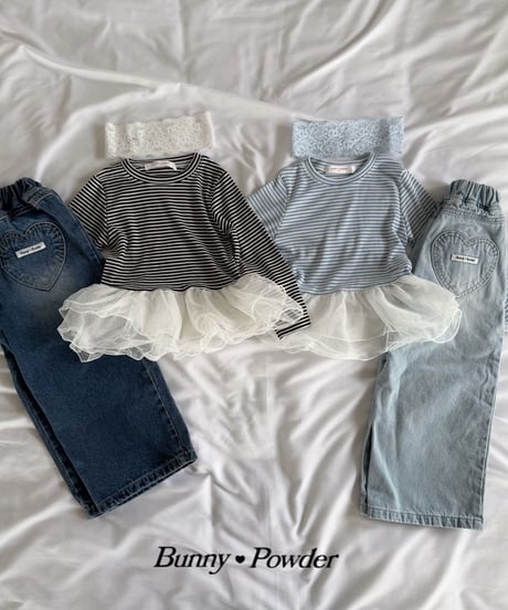 47[予約]bunny powder heart denim pants