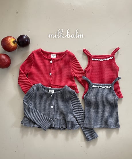 1[予約]milkbalm heart rib cardigan set