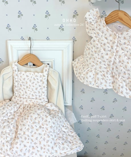 8[予約]ohho rose quilting suspender skirt