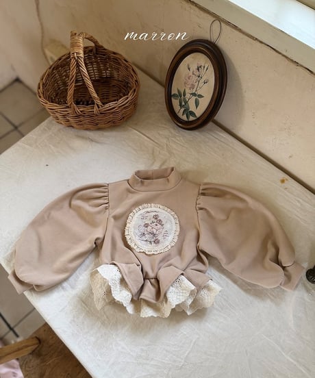 17[予約]marron rose frill t-shirt(XS-L)