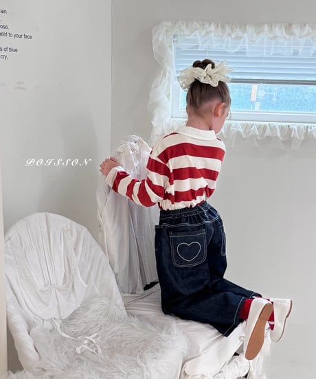 25[予約]poisson heart embroidered denim