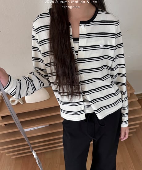 76[予約]matilda&lee wave stripe cardigan set