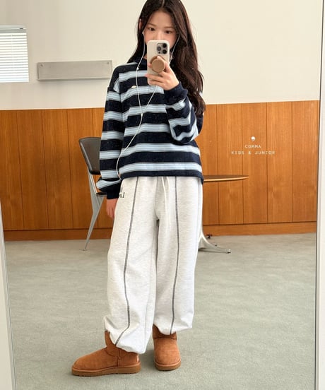 22[予約]COMMA stripe collar t(navy)