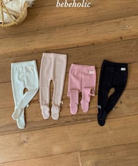 32[予約]bebeholic tone tone ribbon footed leggings