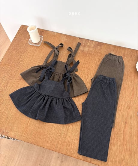 19[予約]ohho herringbone denim strap blouse