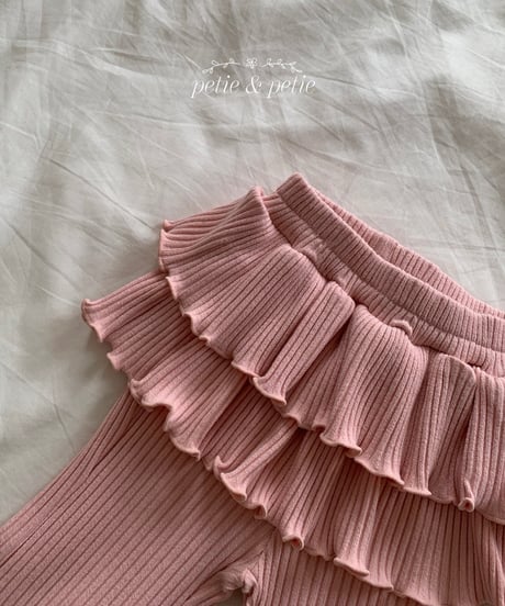 37[予約]petit&petit jenny rib cancan trumpet pants