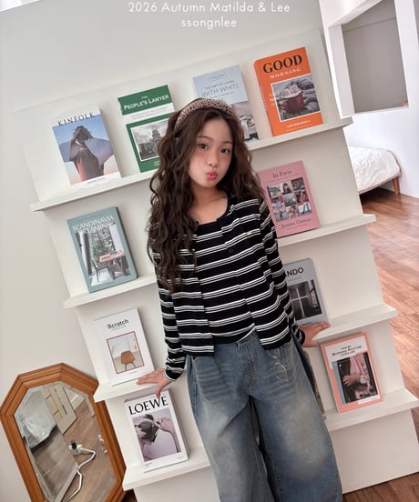 76[予約]matilda&lee wave stripe cardigan set